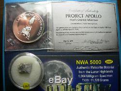 NWA 5000 Lunar Meteorite Apollo 13 Moon Coin SPACE FLOWN SILVER Franklin Mint a