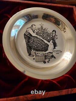 Norman Rockwell 1973 Franklin Mint Silver Trimming The Tree Plate serial #14351