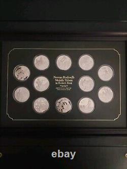 Norman Rockwell 1974 Sterling Silver Medallic Tribute to Robert Frost Set