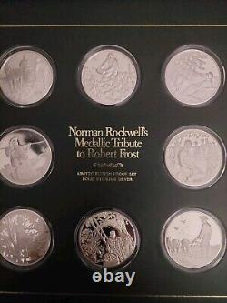 Norman Rockwell 1974 Sterling Silver Medallic Tribute to Robert Frost Set