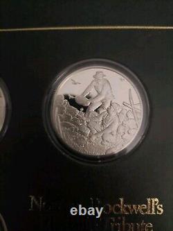 Norman Rockwell 1974 Sterling Silver Medallic Tribute to Robert Frost Set