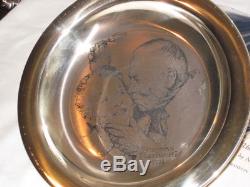 Norman Rockwell Franklin Mint 1971 Christmas Plate Sterling Silver 178g