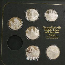 Norman Rockwell's Medallic Tribute to Robert Frost Six Sterling Silver Proof Set