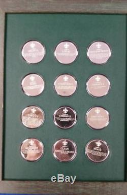 Norman Rockwell`s Spirit Of Scouting 12 Sterling Silver Medals Set Franklin Mint