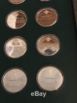 Norman Rockwell's Spirit of Scouting 12 Sterling Silver Rounds Franklin Mint