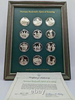 Norman Rockwell's Spirit of Scouting Sterling Silver Medallion Set with COA