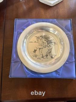 Norman Rockwell sterling silver 1970 Bringing Home the Tree collectors plate