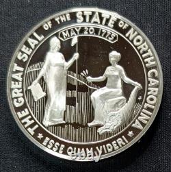 North Carolina State Silver Proof 33.2 g. 925 Round Franklin Mint 1975