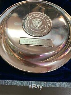 Official INAUGURAL PLATE 1973 NIXON/AGNEW Sterling Silver Franklin Mint #'ed