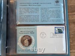 Official United Nations Medallic First Day Covers 1971 Five Sterling Silver