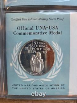 Official United Nations Medallic First Day Covers 1971 Five Sterling Silver