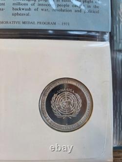 Official United Nations Medallic First Day Covers 1971 Five Sterling Silver