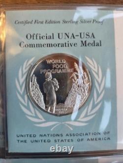 Official United Nations Medallic First Day Covers 1971 Five Sterling Silver