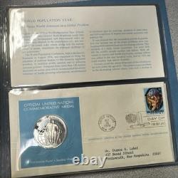 Official United Nations Medallic First Day Covers 1974 Series 5 Sterling Silver