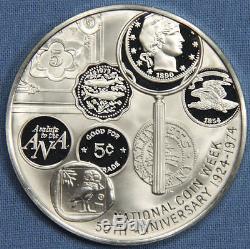 Only 26-VERY RARE 1974.925 Silver ANA National Coin Week Medal By Franklin Mint