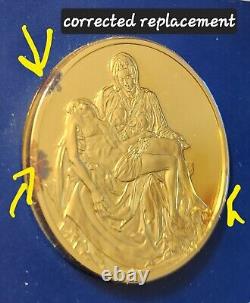 PAIR of Franklin Mint 100 GREATEST MASTERPIECES Michaelangelo PIETA Gold Plated