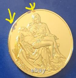 PAIR of Franklin Mint 100 GREATEST MASTERPIECES Michaelangelo PIETA Gold Plated