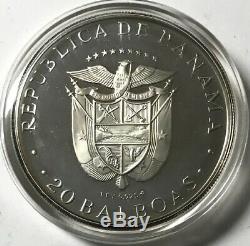 PANAMA 20 Balboas 1977 Huge Proof Silver Coin 3.8539oz ASW OGP/COA
