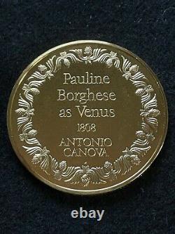 Pauline Borghese As Venus Franklin Mint 2 Ounces Gold Plated Silver Medal #KSR34