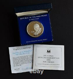 Philippines Silver Proof 1981 Pilipinas 50 Piso Pope In Original Box Ultra Rare