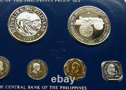 Philippines Silver Proof Set 1977 Pilipinas 5 25 50 Piso Sentimos Manuel Quezon