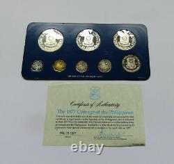 Philippines Silver Proof Set 1977 Pilipinas 5 25 50 Piso Sentimos Manuel Quezon