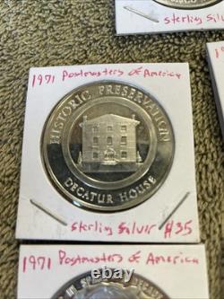 Postmasters of America Sterling Silver Medal Coins. Franklin Mint. Lot of 5