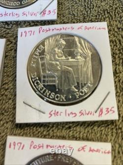 Postmasters of America Sterling Silver Medal Coins. Franklin Mint. Lot of 5