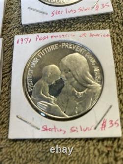 Postmasters of America Sterling Silver Medal Coins. Franklin Mint. Lot of 5