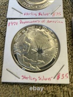 Postmasters of America Sterling Silver Medal Coins. Franklin Mint. Lot of 5