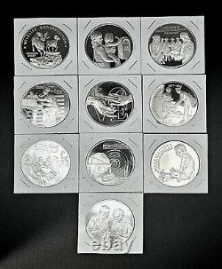 Postmasters of America Sterling Silver Medal Coins. Franklin Mint. Lot of Ten