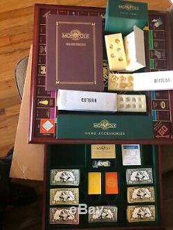Pristine Franklin Mint Collector's Edition MONOPOLY Wood 1991 Gold And Silver