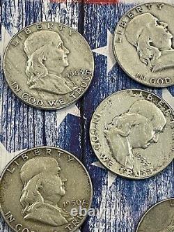 Qty 10 90% Silver Franklin Half Dollars Junk Constitutional Silver