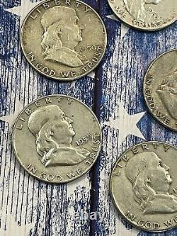 Qty 10 90% Silver Franklin Half Dollars Junk Constitutional Silver