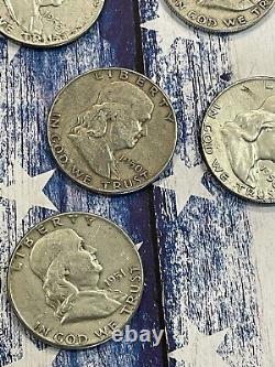 Qty 10 90% Silver Franklin Half Dollars Junk Constitutional Silver