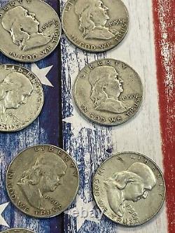 Qty 10 90% Silver Franklin Half Dollars Junk Constitutional Silver