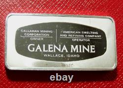 RARE 1973 GALENA MINE WALLACE IDAHO BAR 4.25 Troy oz. 925 Silver-Franklin Mint