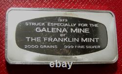 RARE 1973 GALENA MINE WALLACE IDAHO BAR 4.25 Troy oz. 925 Silver-Franklin Mint