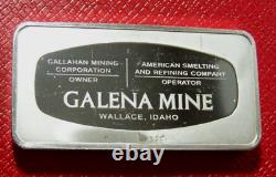 RARE 1973 GALENA MINE WALLACE IDAHO BAR 4.25 Troy oz. 925 Silver-Franklin Mint