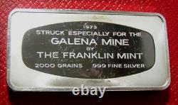RARE 1973 GALENA MINE WALLACE IDAHO BAR 4.25 Troy oz. 925 Silver-Franklin Mint