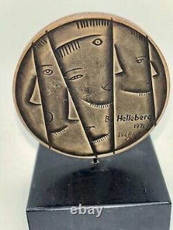 REDUCED B. Helleberg Modernist Silver Medal, Box/Stand, Franklin Mint, 1971