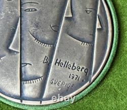 REDUCED B. Helleberg Modernist Silver Medal, Box/Stand, Franklin Mint, 1971