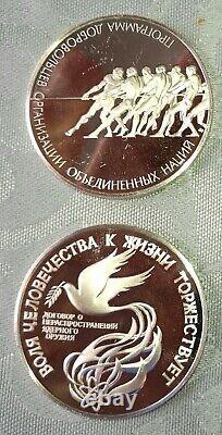 RUSSIA PROOF SET 3 Medals 1972 1973 United Nations RUSSIAN EDITION SILVER