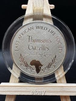Rare 1970s Franklin Mint Sterling Silver Thomson's Gazelles 2 Oz Medal