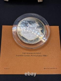 Rare 1970s Franklin Mint Sterling Silver Thomson's Gazelles 2 Oz Medal