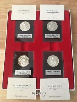 Rare 1971-75 Franklin Mint Sterling 20 Silver Round Medal Christmas Holiday