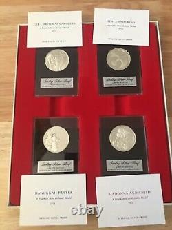 Rare 1971-75 Franklin Mint Sterling 20 Silver Round Medal Christmas Holiday