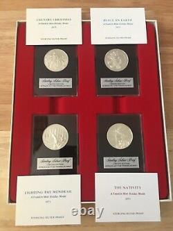 Rare 1971-75 Franklin Mint Sterling 20 Silver Round Medal Christmas Holiday