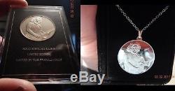 Rare 1995 Franklin Mint Jerry Garcia Silver Coin Medal & Necklace Grateful Dead