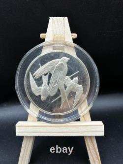 Rare 2 Oz Franklin Mint Sterling Silver Swallows Medal No. 4 1970 with Certificate